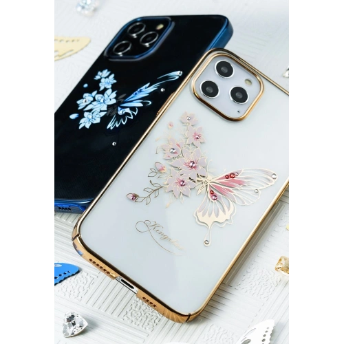 Etui Kingxbar Butterfly Swarovski Apple iPhone 12 mini niebieski