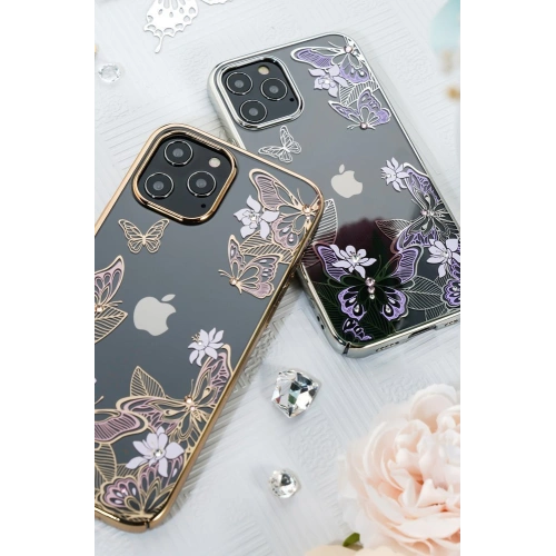 Etui Kingxbar Butterfly Swarovski Apple iPhone 12 mini niebieski