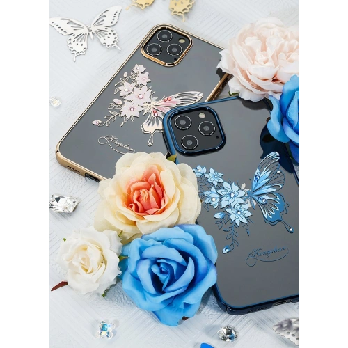 Etui Kingxbar Butterfly Swarovski Apple iPhone 12 mini fioletowy
