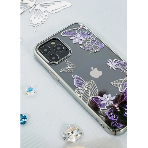 Etui Kingxbar Butterfly Swarovski Apple iPhone 12 mini fioletowy