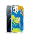 Etui Kingxbar Vízfesték Apple iPhone 12/12 Pro sárga-kék