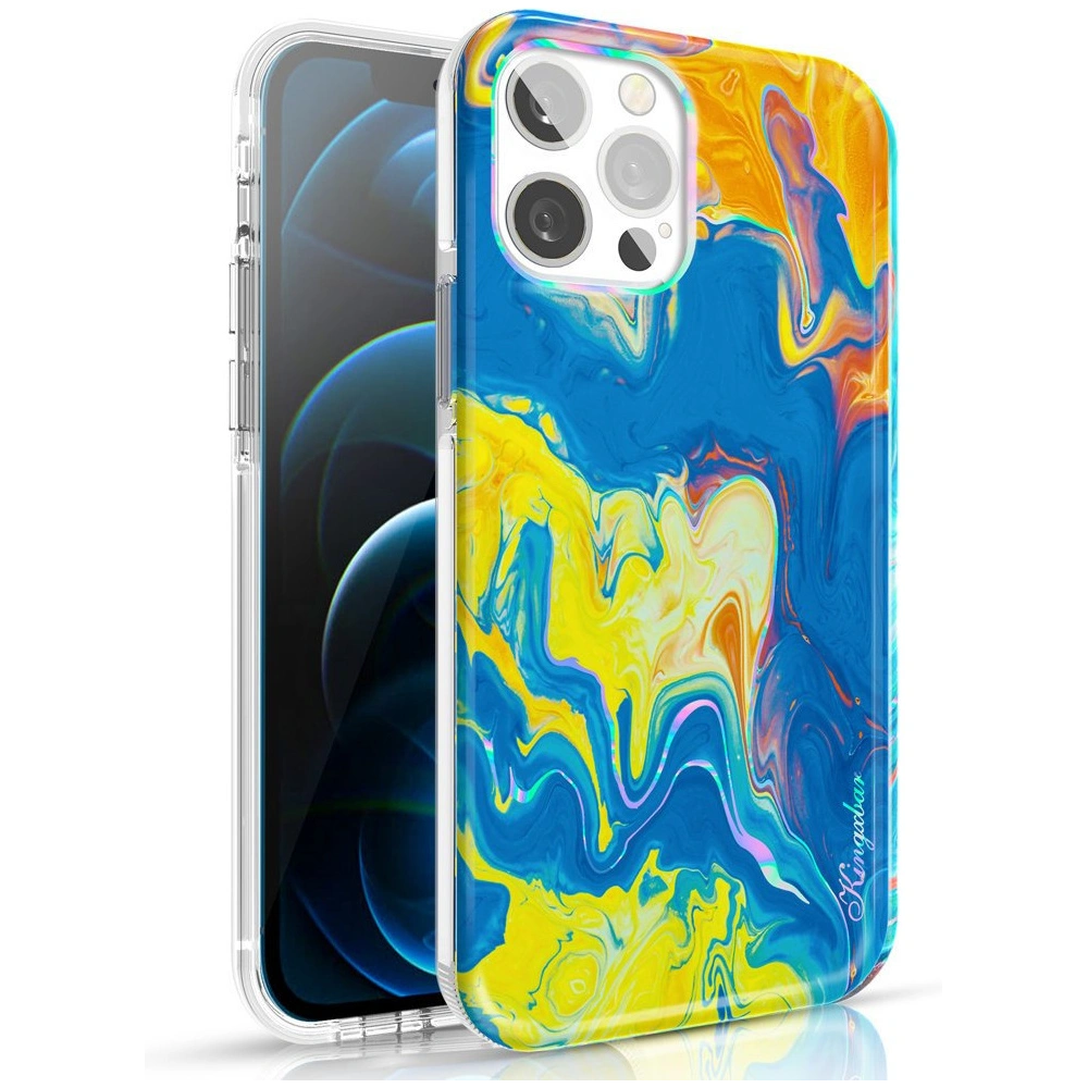 Hurtownia GSM - Etui Kingxbar Vízfesték Apple iPhone 12/12 Pro sárga-kék - KGX293 - {ean13} - Hurt