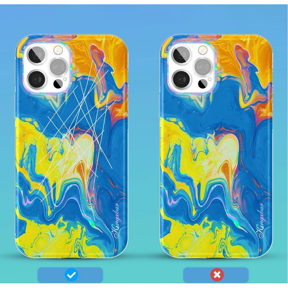 Wholesale Kingxbar Watercolour Apple iPhone 12/12 Pro yellow-blue - KGX293 - {ean13} - Hurt