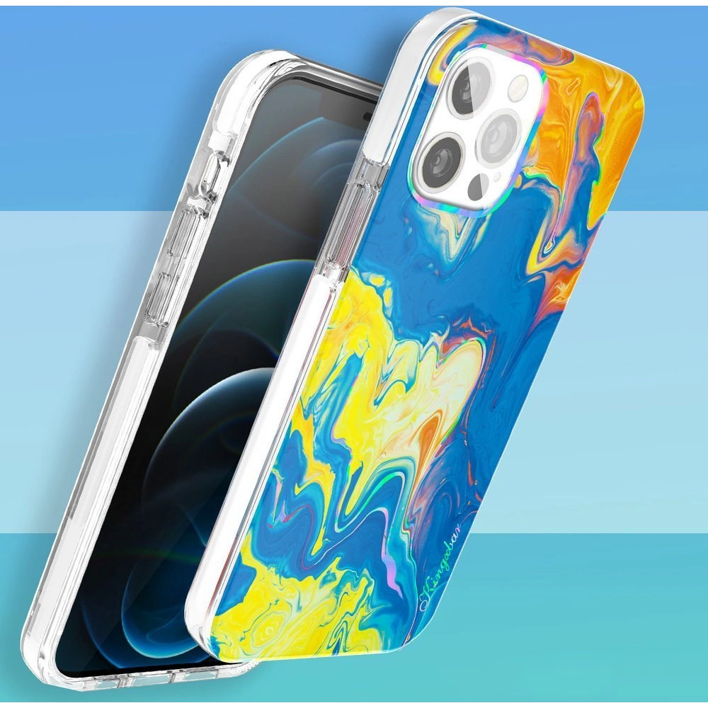 Hurtownia GSM - Etui Kingxbar Vízfesték Apple iPhone 12/12 Pro sárga-kék - KGX293 - {ean13} - Hurt