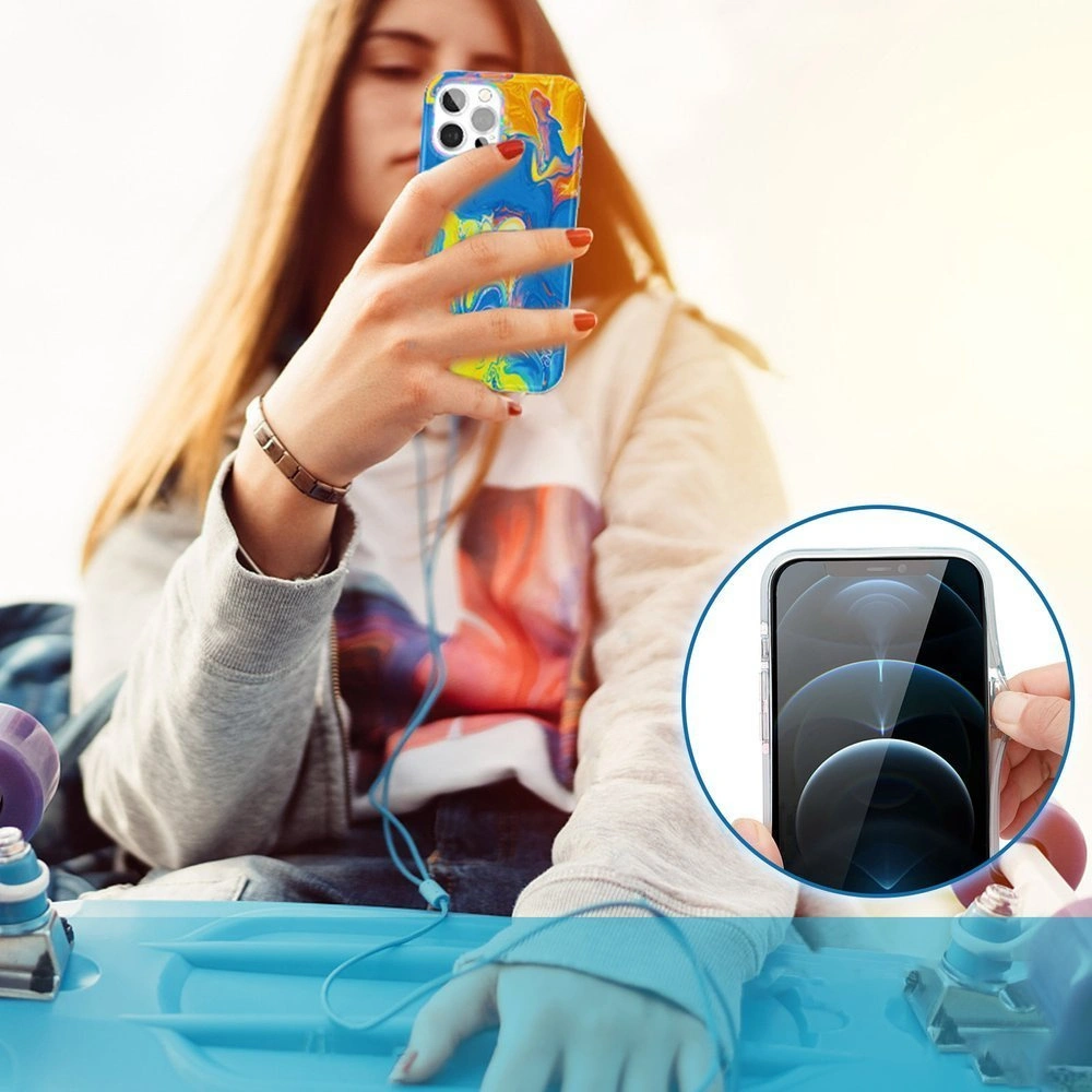 Hurtownia GSM - Case Kingxbar Aquarell Apple iPhone 12/12 Pro gelb-blau - KGX293 - {ean13} - Hurt