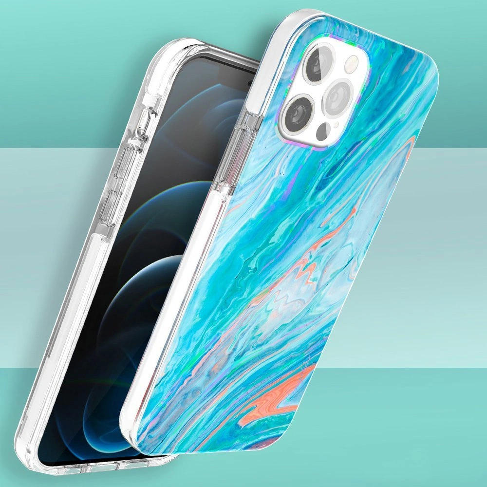 Hurtownia GSM - Etui Kingxbar Vízfesték Apple iPhone 12/12 Pro rózsaszín-zöld - KGX295 - {ean13} - Hurt