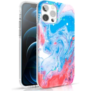 Hurtownia GSM - Etui Kingxbar Akvarelový Apple iPhone 12 Pro Max modro-růžový - KGX296 - {ean13} - Hurt