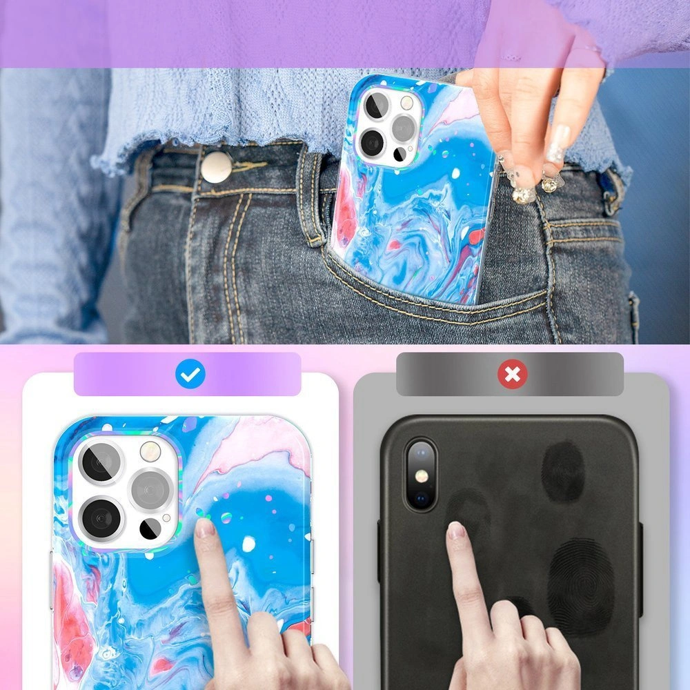 Hurtownia GSM - Etui Kingxbar Akvarelový Apple iPhone 12 Pro Max modro-růžový - KGX296 - {ean13} - Hurt