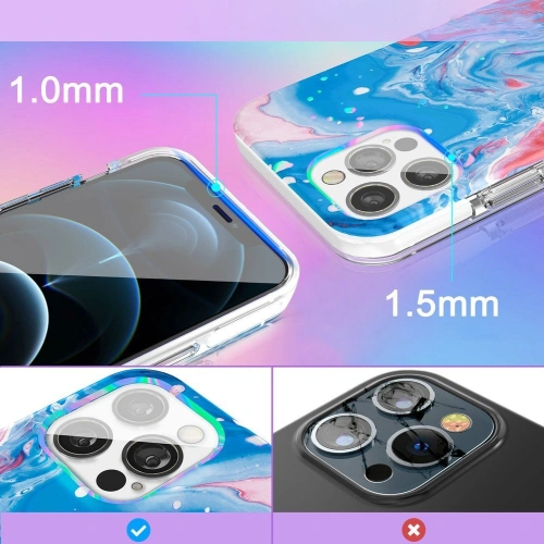 Etui Kingxbar Watercolour Apple iPhone 12 Pro Max niebieskoróżowy