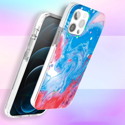 Etui Kingxbar Watercolour Apple iPhone 12 Pro Max niebieskoróżowy