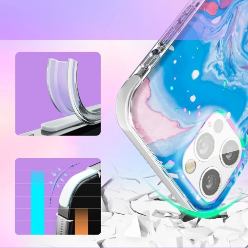 Etui Kingxbar Watercolour Apple iPhone 12 Pro Max niebieskoróżowy