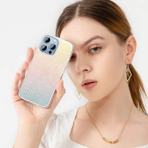 Etui Kingxbar Travel Apple iPhone 13 Pro niebiesko-pomarańczowy (Clouds)