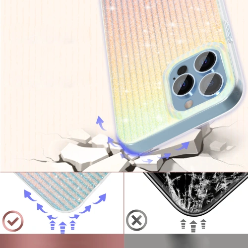 Etui Kingxbar Travel Apple iPhone 13 Pro niebiesko-pomarańczowy (Clouds)