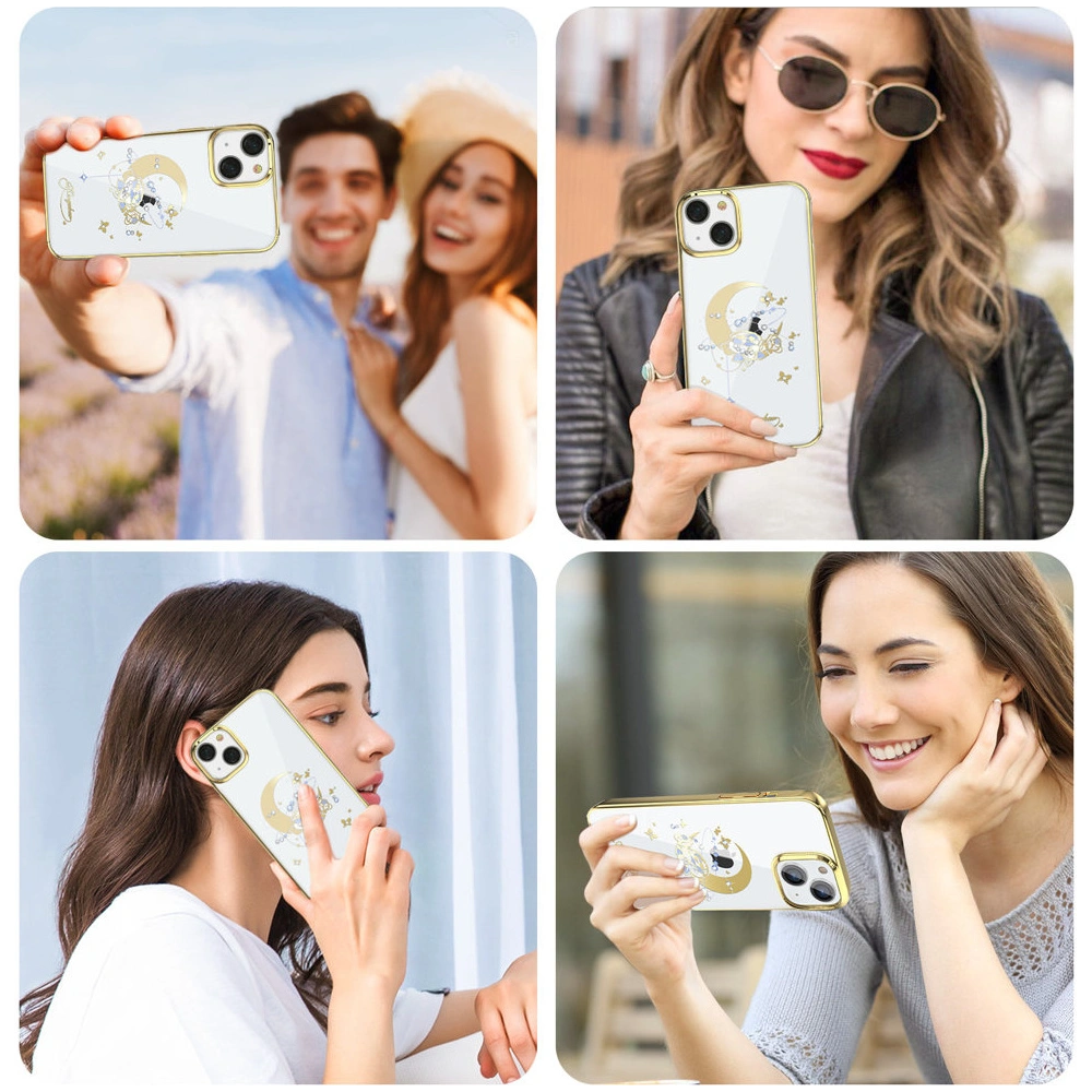 Kingxbar Moon Swarovski Apple iPhone 13 gold (Flower)