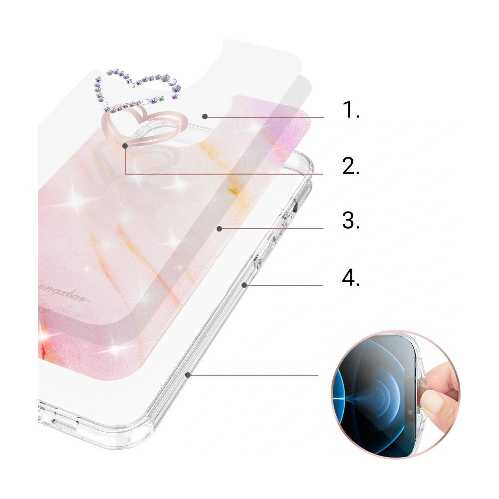 Hurtownia GSM - Case Kingxbar Epoxy Swarovski Apple iPhone 13 Pro Max marmor rosa - KGX353 - {ean13} - Hurt