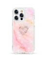 Etui Kingxbar Epoxy Swarovski Apple iPhone 13 Pro mramorová růžová
