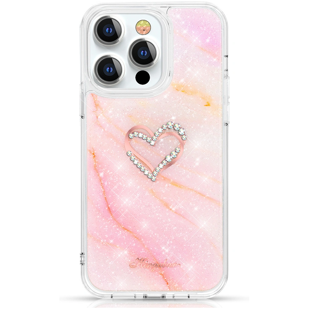 Hurtownia GSM - Etui Kingxbar Epoxy Swarovski Apple iPhone 13 Pro mramorová růžová - KGX354 - {ean13} - Hurt