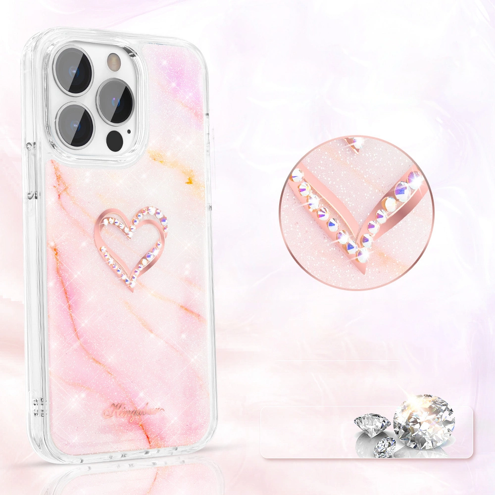 Hurtownia GSM - Etui Kingxbar Epoxy Swarovski Apple iPhone 13 Pro marmurowy różowy - KGX354 - {ean13} - Hurt