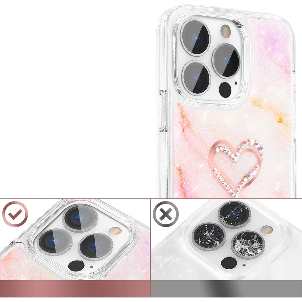 Hurtownia GSM - Etui Kingxbar Epoxy Swarovski Apple iPhone 13 Pro márvány rózsaszín - KGX354 - {ean13} - Hurt