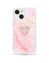 Etui Kingxbar Epoxy Swarovski Apple iPhone 13 mramorová růžová