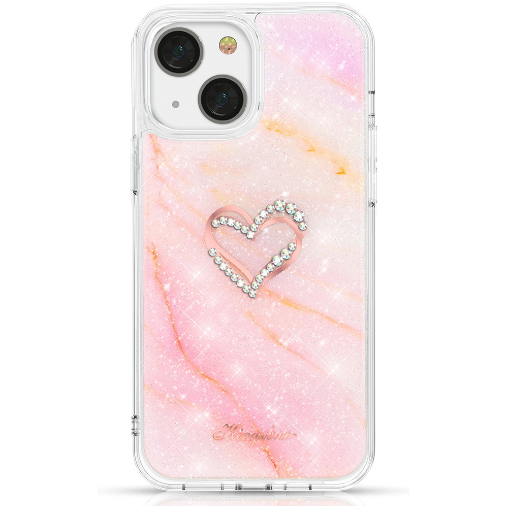 Hurtownia GSM - Etui Kingxbar Epoxy Swarovski Apple iPhone 13 mramorová růžová - KGX355 - {ean13} - Hurt