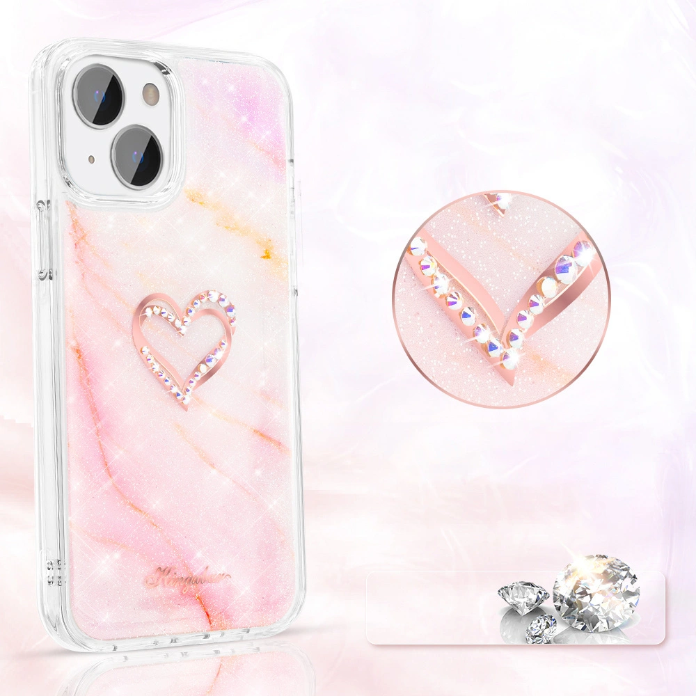 Hurtownia GSM - Etui Kingxbar Epoxy Swarovski Apple iPhone 13 mramorová růžová - KGX355 - {ean13} - Hurt