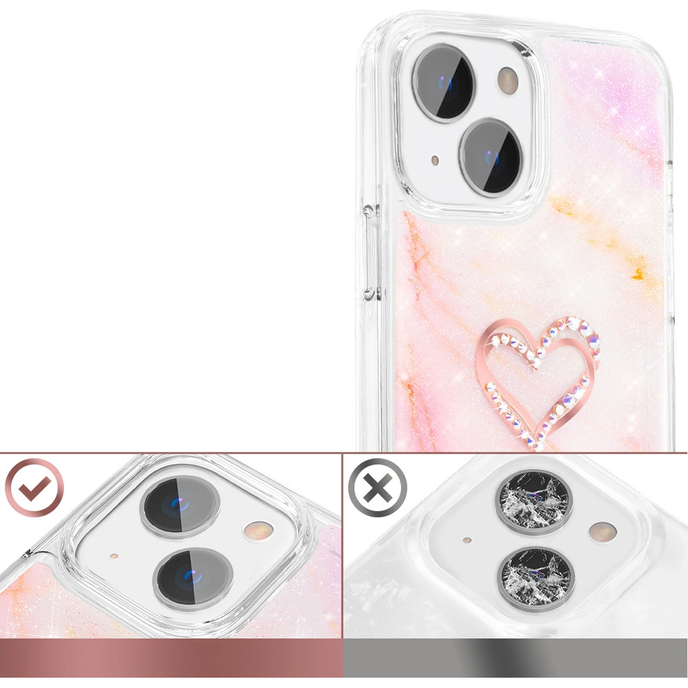 Hurtownia GSM - Etui Kingxbar Epoxy Swarovski Apple iPhone 13 mramorová růžová - KGX355 - {ean13} - Hurt
