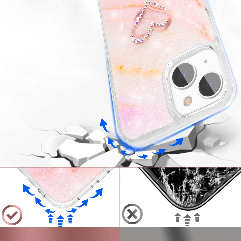 Hurtownia GSM - Etui Kingxbar Epoxy Swarovski Apple iPhone 13 mramorová růžová - KGX355 - {ean13} - Hurt