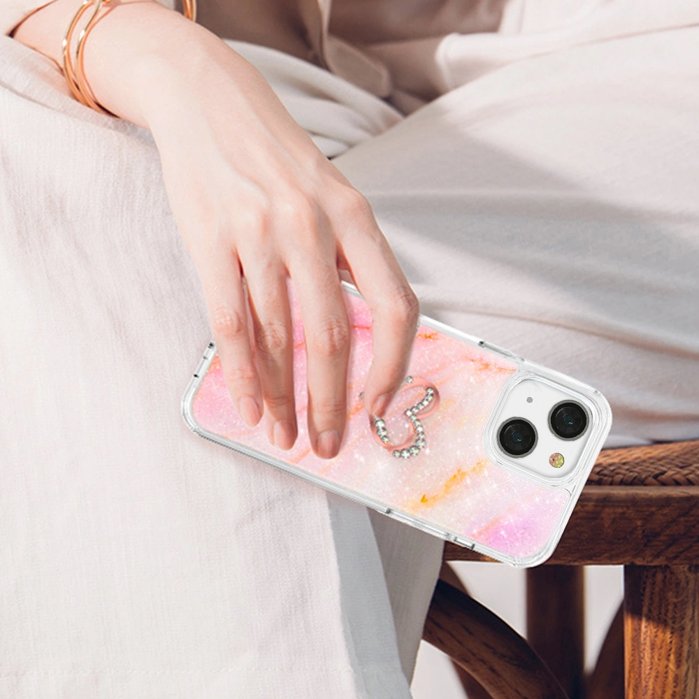 Wholesale Kingxbar Epoxy Swarovski Apple iPhone 13 marble pink - KGX355 - {ean13} - Hurt