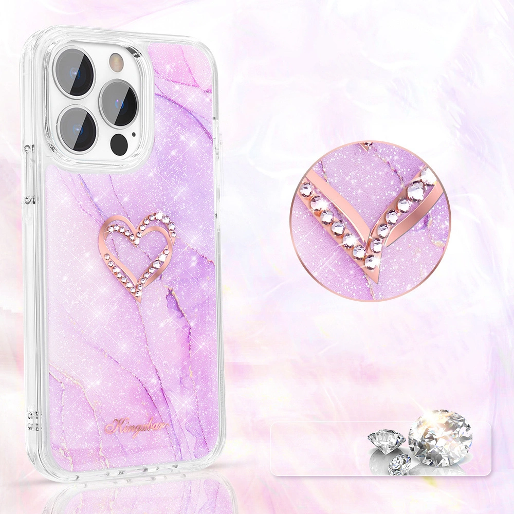 Hurtownia GSM - Etui Kingxbar Epoxy Swarovski Apple iPhone 13 Pro Max marmură violetă - KGX356 - {ean13} - Hurt