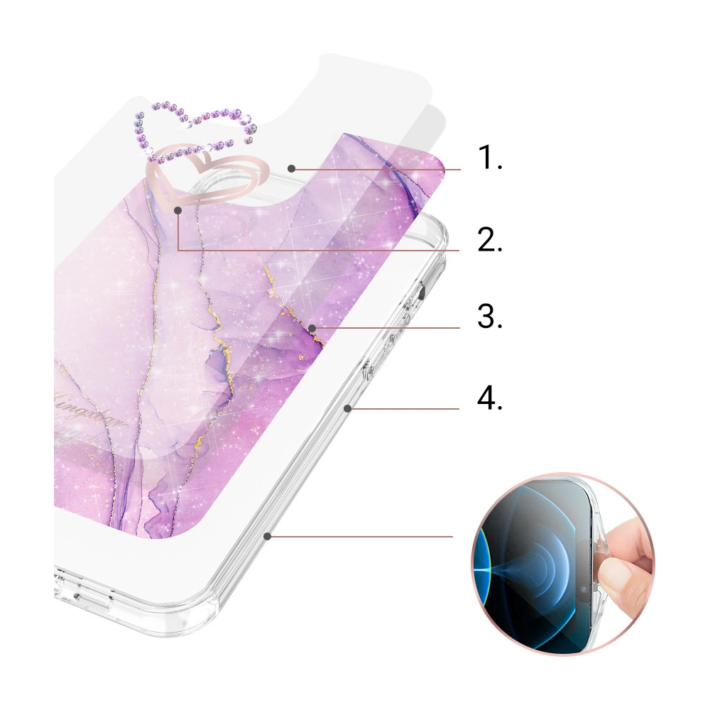 Hurtownia GSM - Etui Kingxbar Epoxy Swarovski Apple iPhone 13 Pro Max marmură violetă - KGX356 - {ean13} - Hurt