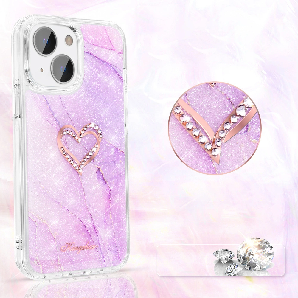 Hurtownia GSM - Etui Kingxbar Epoxy Swarovski Apple iPhone 13 mramorově fialové - KGX358 - {ean13} - Hurt