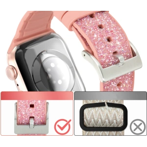 Hurtownia GSM - Kingxbar Krystalický tkaninový pásek Apple Watch 4/5/6/7/8/SE 40/41mm růžový - KGX368 - {ean13} - Hurt