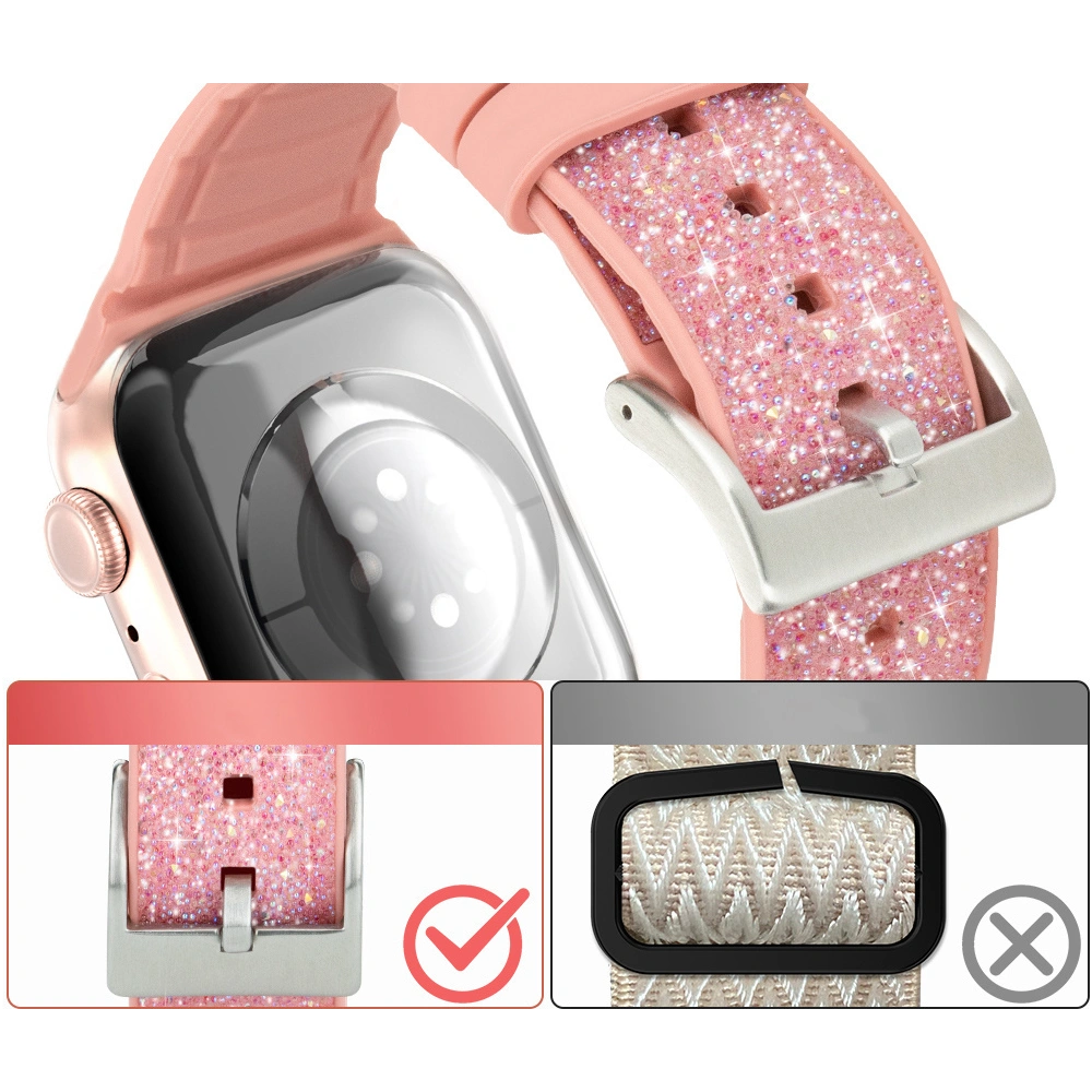 Hurtownia GSM - Kingxbar Krystalický tkaninový pásek Apple Watch 4/5/6/7/8/SE 40/41mm růžový - KGX368 - {ean13} - Hurt