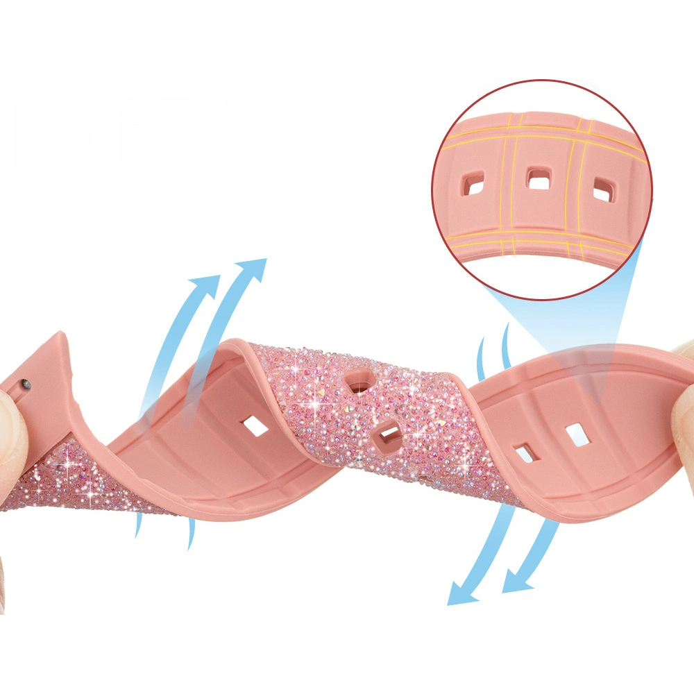 Wholesale Kingxbar Crystal Fabric Band Apple Watch 4/5/6/7/8/SE 40/41mm pink - KGX368 - {ean13} - Hurt