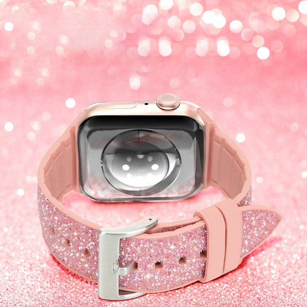 Hurtownia GSM - Kingxbar Crystal Fabric Band Apple Watch 4/5/6/7/SE/8/9/Ultra 44/45/49mm rózsaszín - KGX371 - {ean13} - Hurt