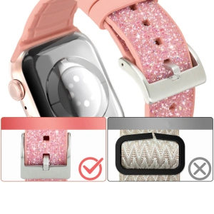 Kingxbar Crystal Fabric Band Apple Watch 4/5/6/7/SE/8/9/Ultra 44/45/49mm różowy