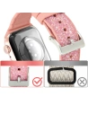 Hurtownia GSM - Kingxbar Crystal Fabric Band Apple Watch 4/5/6/7/SE/8/9/Ultra 44/45/49mm rózsaszín - KGX371 - {ean13} - Hurt