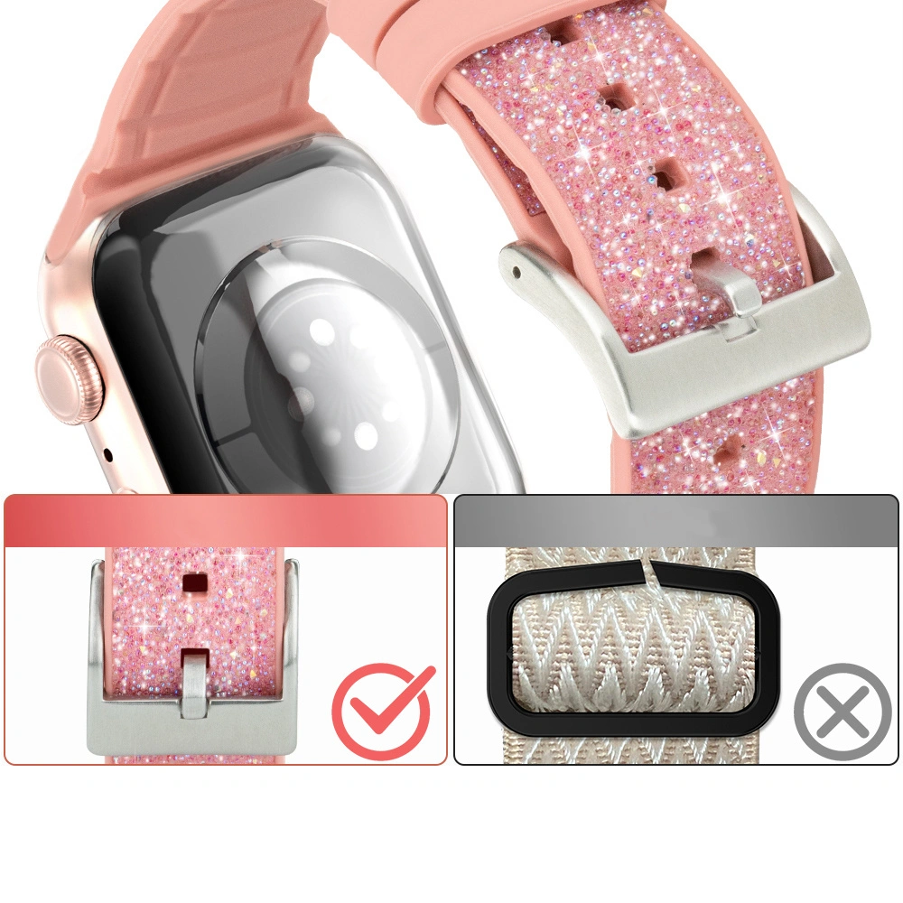 Hurtownia GSM - Kingxbar Crystal Fabric Band Apple Watch 4/5/6/7/SE/8/9/Ultra 44/45/49mm rózsaszín - KGX371 - {ean13} - Hurt
