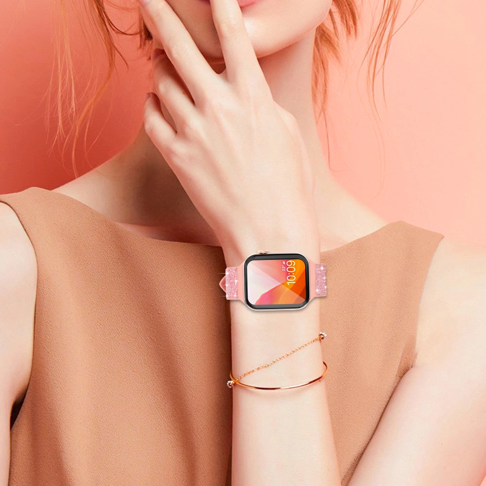 Hurtownia GSM - Kingxbar Crystal Fabric Band Apple Watch 4/5/6/7/SE/8/9/Ultra 44/45/49mm rózsaszín - KGX371 - {ean13} - Hurt