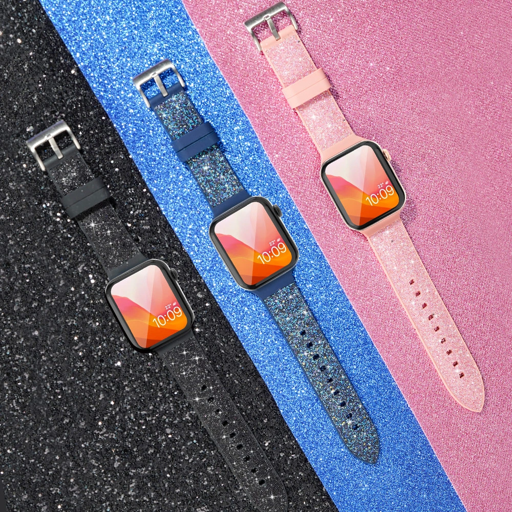 Hurtownia GSM - Kingxbar Crystal Fabric Band Apple Watch 4/5/6/7/SE/8/9/Ultra 44/45/49mm rózsaszín - KGX371 - {ean13} - Hurt
