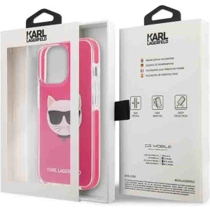 Wholesale Karl Lagerfeld KLHCP13LTPECPI Apple iPhone 13 Pro hardcase fuschia Choupette Head - KLD1195 - {ean13} - Hurt