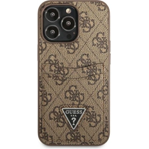 Wholesale Guess GUHCP13LP4TPW Apple iPhone 13 Pro brown hardcase 4G Triangle Logo Cardslot - GUE2202 - {ean13} - Hurt