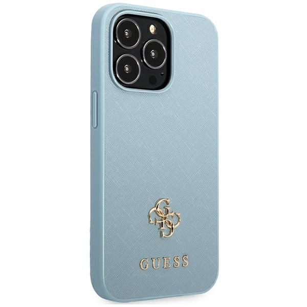 Kryt Guess GUHCP13LPS4MB Apple iPhone 13 Pro blue hardcase Saffiano 4G Small Metal Logo