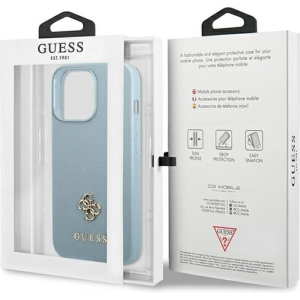 Etui Guess GUHCP13LPS4MB Apple iPhone 13 Pro niebieski/blue hardcase Saffiano 4G Small Metal Logo