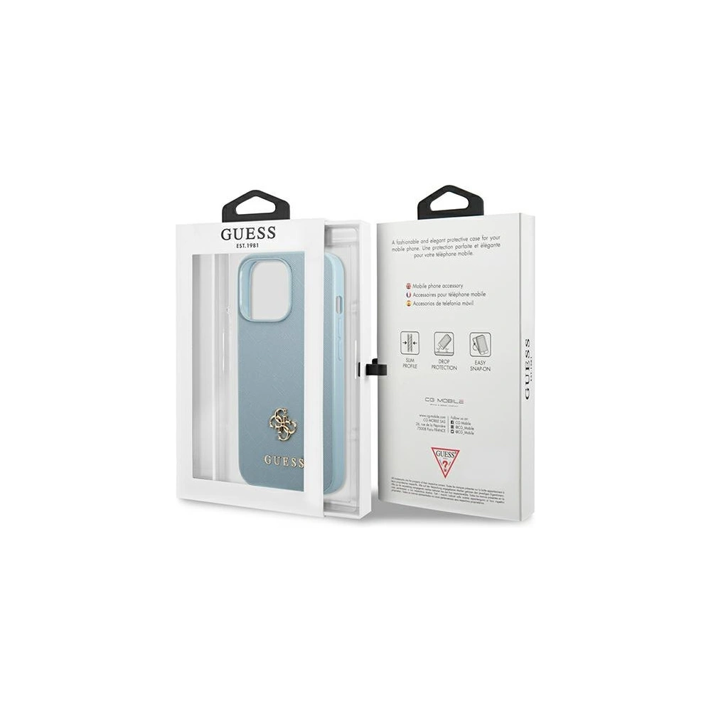 Hurtownia GSM - Etui Guess GUHCP13LPS4MB Apple iPhone 13 Pro kék/hardcase Saffiano 4G Kis Fém Logó - GUE2203 - {ean13} - Hurt