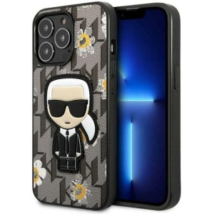 Etui Karl Lagerfeld KLHCP13LPMNFIK1 Apple iPhone 13 Pro szary/grey Flower Ikonik Karl
