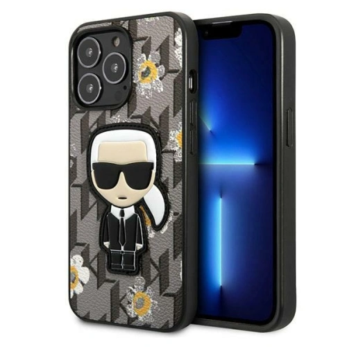 Etui Karl Lagerfeld KLHCP13LPMNFIK1 Apple iPhone 13 Pro szary/grey Flower Ikonik Karl