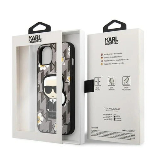 Etui Karl Lagerfeld KLHCP13SPMNFIK1 Apple iPhone 13 mini szary/grey Flower Ikonik Karl