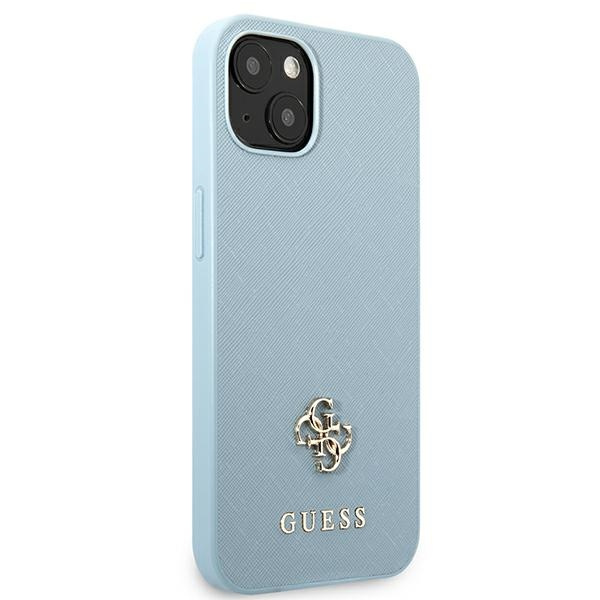 Kryt Guess GUHCP13MPS4MB Apple iPhone 13 blue hardcase Saffiano 4G Small Metal Logo